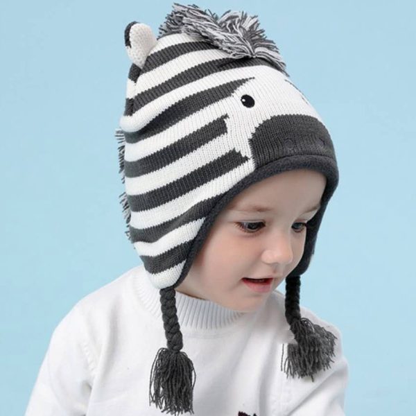 Plush knitted winter hat