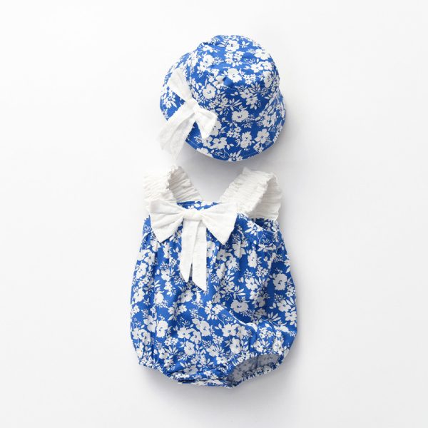 Summer blue and white porcelain print jumpsuit