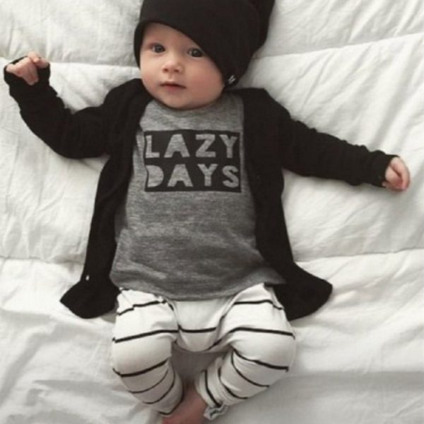 T-shirt with letter print stripe set